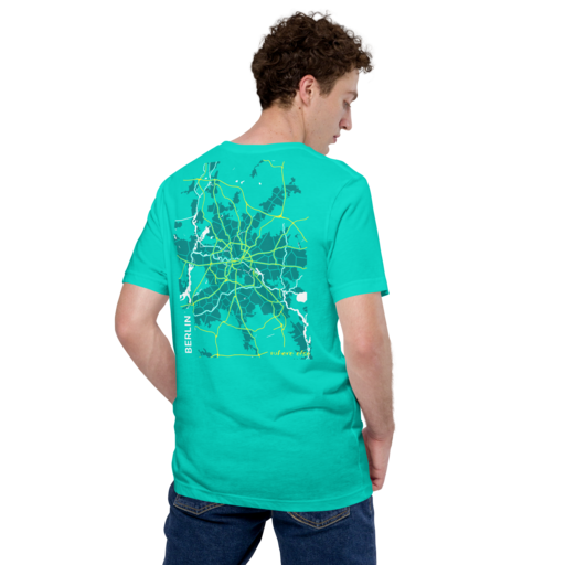 Berlin T-Shirt Design in Meeresgrün, Druck hinten